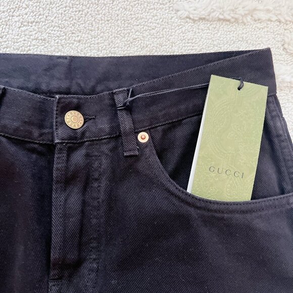 GUCCI JEANS PANTS Tapered CARGO MONOGRAM GG LOGO Horsebit Black Mens Size 42 - Picture 3 of 10